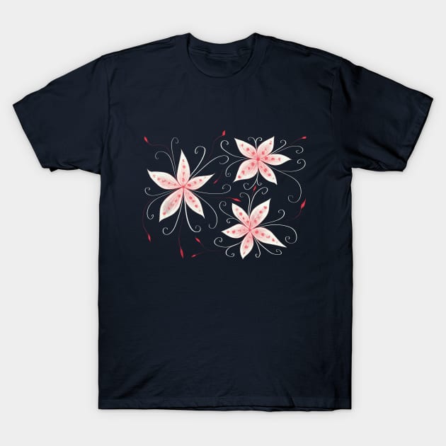 Beautiful Flowers In Red And White T-Shirt by Boriana Giormova